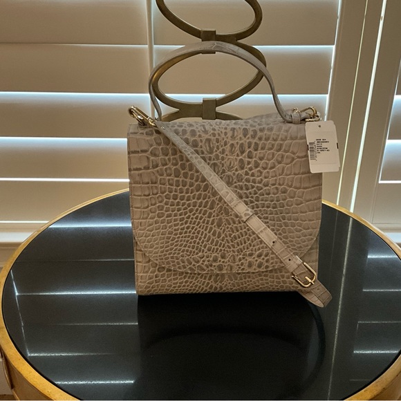 Saks Fifth Avenue Croc Embossed Leather Crossbody Bag - NWT - Picture 12 of 12